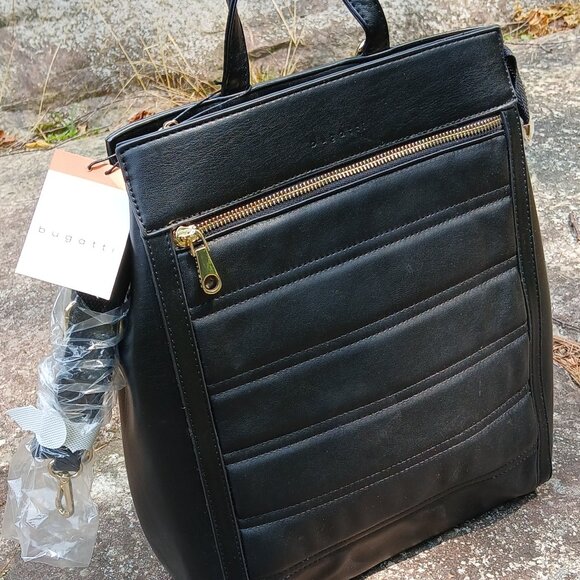 NEW Bugatti 3 in 1 quilted Vegan Leather Ladies Business Laptop BackBag - Picture 1 of 5